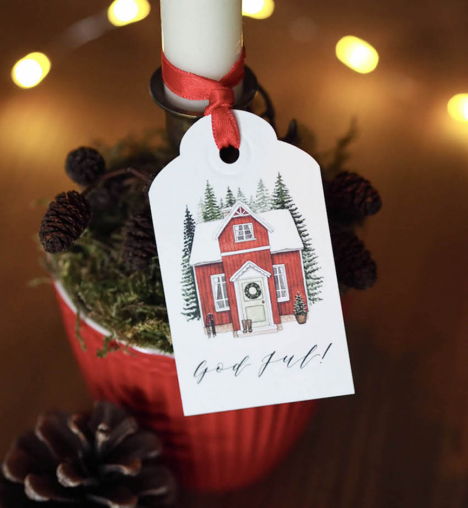 Geschenkanhänger Beerenkranz "Oh du fröhliche" von Frollein LückeGeschenkanhänger Schwedenhaus "God Jul" von Frollein Lücke